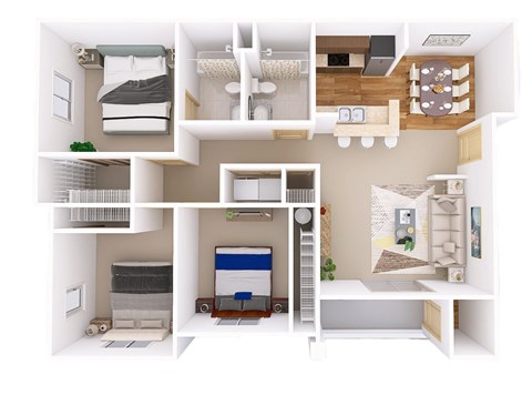 A diagram of a house layout with different rooms labeled.